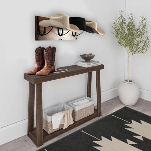 Wall Mount Cowboy Hat Rack - Handmade Wood & Metal Western Hat Organizer