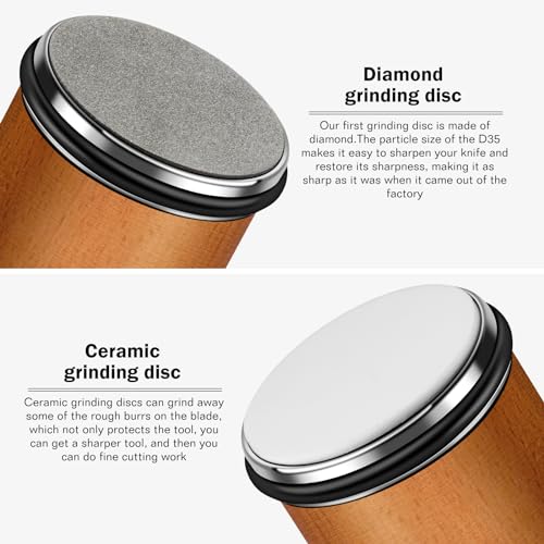 Kitchen Knife Sharpener with Diamond & Ceramic Discs, Multi-Angle Guide