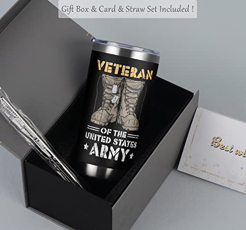 Cosictic Veteran's Day Gift for Men - 20oz Black Travel Tumbler for Veterans