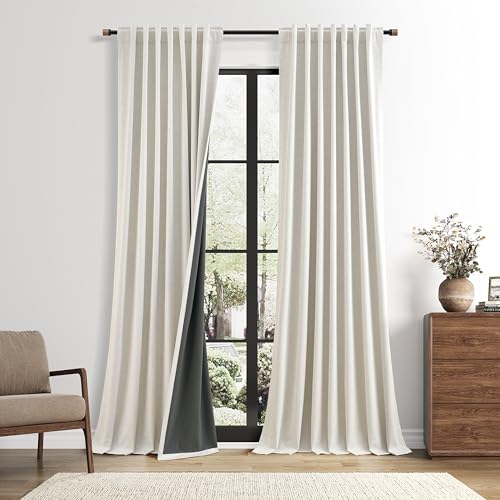 Nanspring Extra Long 100% Blackout Linen Curtains 108 Inch Length