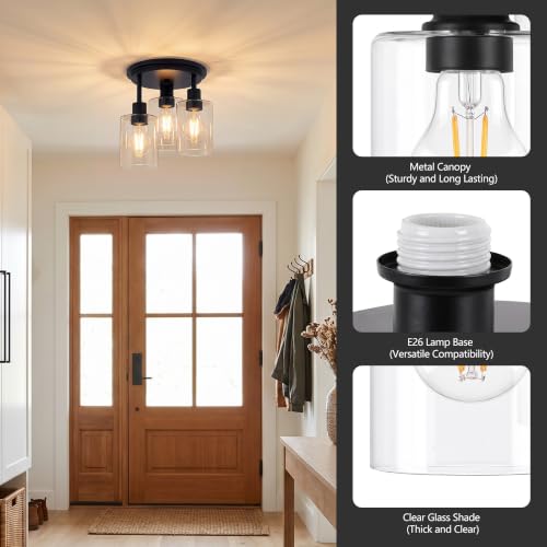 ROTTOGOON Semi Flush Mount Ceiling Light, Close to Lights Fixtures, 3