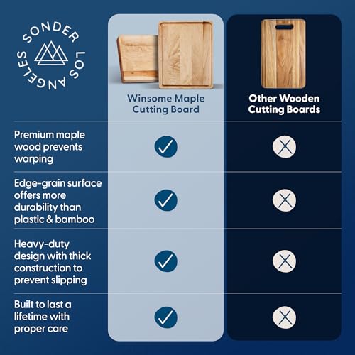Sonder Los Angeles Winsome Maple Edge Grain Cutting Board 17x13in with Cracker Well