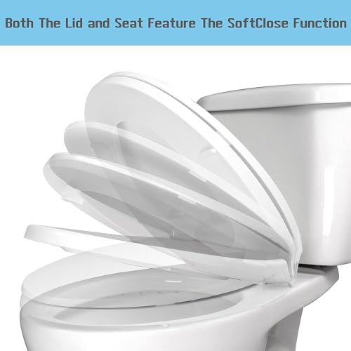 Heavy Duty Elongated Toilet Seat with Soft Close Hinges - Compatible with TOTO