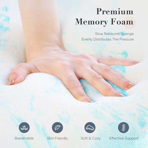 DUMOS King Size Memory Foam Mattress Topper 3 Inch Blue Cooling Gel Bed Pad