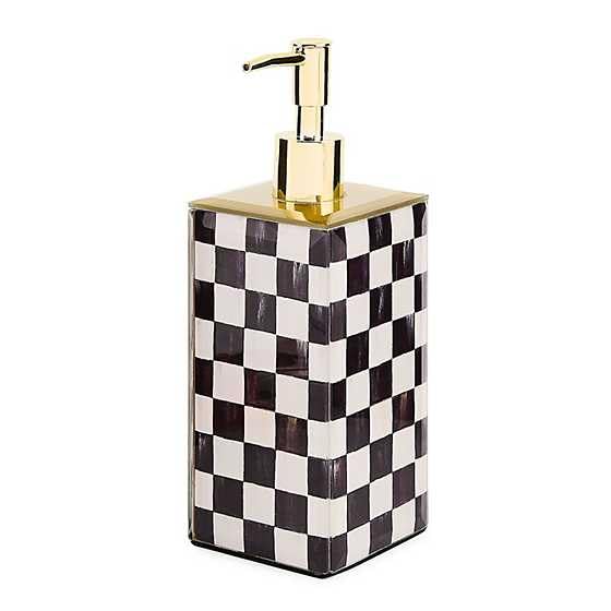 Glass Soap Pump - Black and White Courtly Check Dispenser