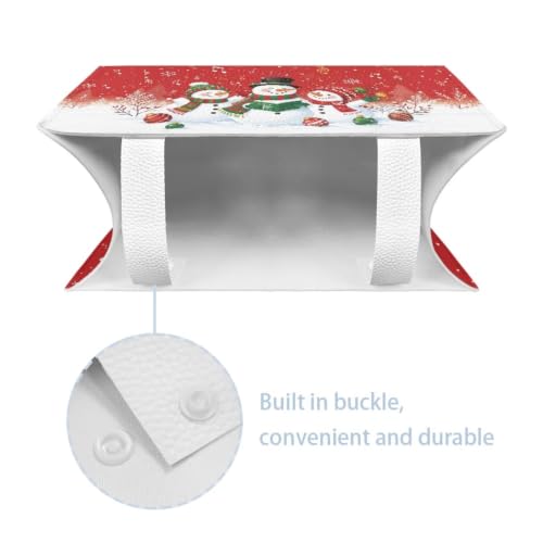 Fonplted Christmas Snowman Tissue Box Cover – PU Leather Snowflake Xmas Napkin Dispenser, 9.69"L x 5.2"W x 5.12"H