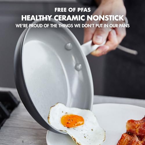 GreenPan Chatham 8" & 10" Hard Anodized Ceramic Nonstick Frying Pan Set, PFAS-Free, Dishwasher & Oven Safe, Gray