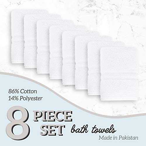 GREEN LIFESTYLE White Bath Towels 8-Pack - 24x50 Large, Soft & Absorbent