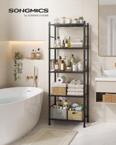 SONGMICS 5-Tier Steel Storage Rack - 15.7 W x 11.8 D x 56.7 H Inch Black Shelving Unit