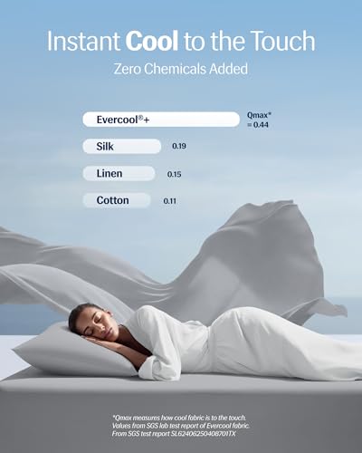 Evercool+ Cooling Pillowcases for Hot Sleepers - Light Gray, King 2PCS