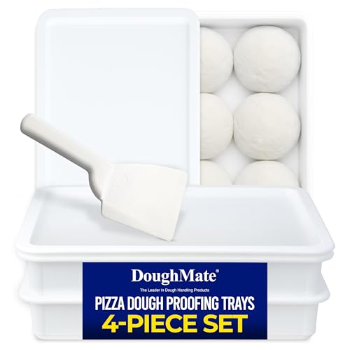 DoughMate Pizza Dough Proofing Box Kit with 2 Trays, Cover & Scraper