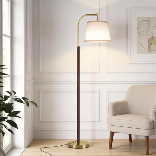 SUNMORY Walnut Wood Floor Lamp - Mid Century Modern Standing Lamp for Living Room