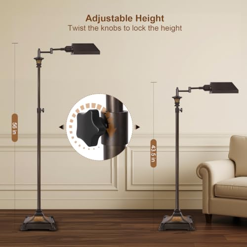Scenekoy Square Retro Floor Lamp with Remote, Adjustable Height & Dimmable