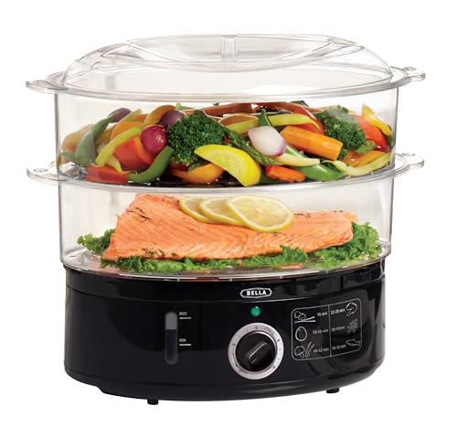 Two-Tier Food Steamer with Stackable Baskets - Black Kitchen Appliance