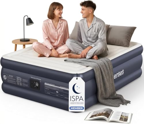 Queen Air Mattress with Built-in Pump - Twilight Blue, 18 Inch Elevated, Puncture-Resistant PVC