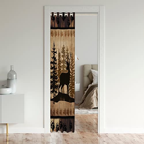 jejeloiu Cute Deer Door Curtain for Doorway Privacy 34''x80'' Girls Boys Kids Hunting Room Bear Paw Print Tree Pattern Closet Cover Bedroom Exotic Style Brown Window Treatments
