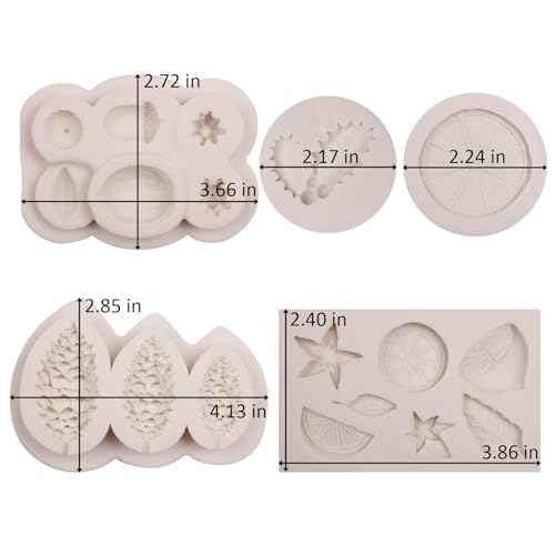 Pinecone Chocolate Molds, Pinenut Winter Foliage Lemon Slice Silicone Fondant Molds, Holly Leaf Lemon Candy Molds for Christmas Cake Decoration Cupcake Topper Gummy Plaster Clay Resin Set of 5