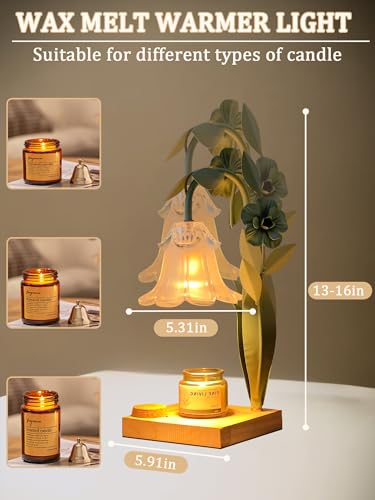 Flower Candle Warmer with Timer & Dimmer, Adjustable Height Wax Melt Warmer