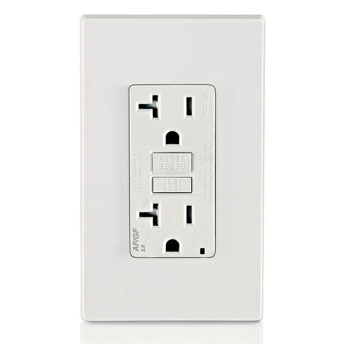 Leviton White 20A Dual-Function AFCI/GFCI Outlet AGTR2-W with Test Reset