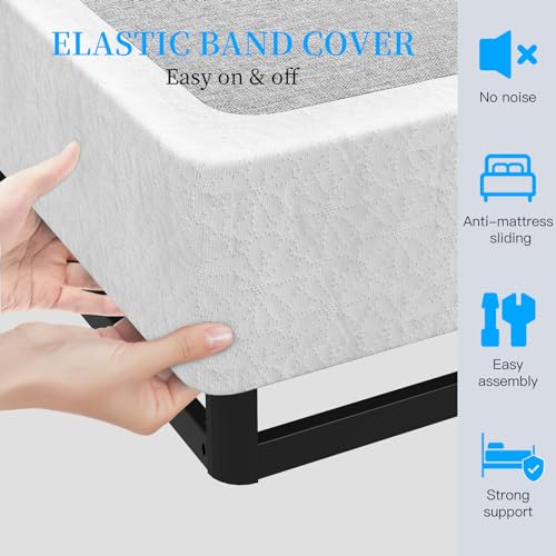 Queen Box Spring 9 Inch Heavy Duty Metal Support Frame Noise-Free Easy Assembly