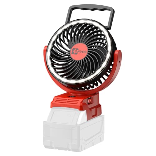 Jobsite Fan for Milwaukee 18V Battery - Portable, Adjustable, LED Light