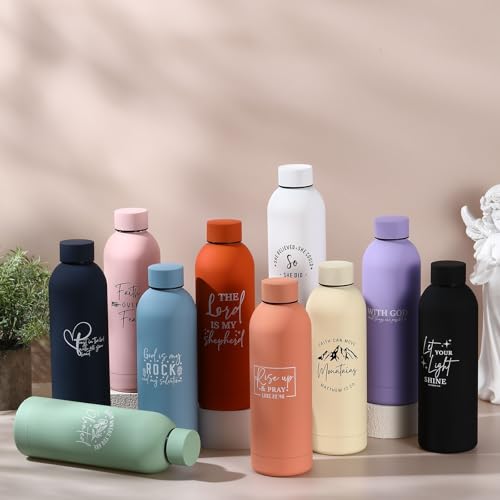 Christian Water Bottles 17oz Multicolor Set of 10 - Inspirational Stainless Steel Drinkware for Gifts