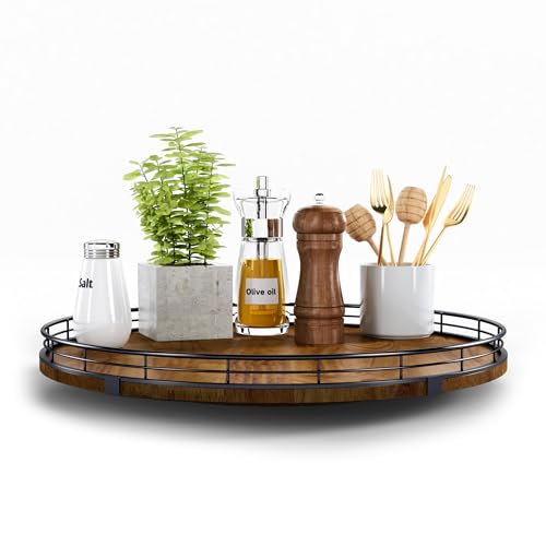 16-Inch Farmhouse Oak Lazy Susan Organizer - Walnut Finish