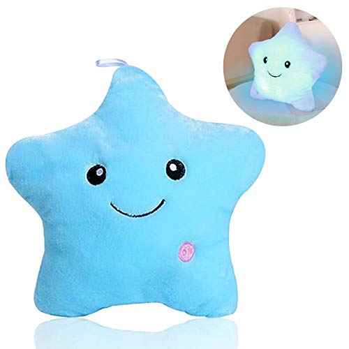 Creative Twinkle Star Glowing LED Night Light Up Plush Pillows Stuffed Toys Birthday Gifts for Kid Children Friends,Couch Bed Throw Pillows Decorative Light Blue Throw Pillow Covers