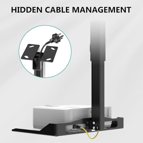 Universal Projector Ceiling Wall Mount with Hidden Cable Management - Black, Large