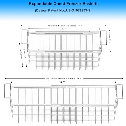 Expandable Freezer Baskets for Chest Freezer 2pcs - Adjustable Space Organizer