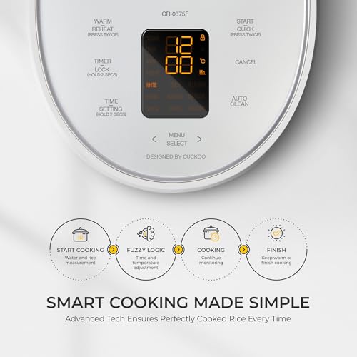 CUCKOO Micom Fuzzy Logic Rice Cooker 3-Cup White CR-0375FW