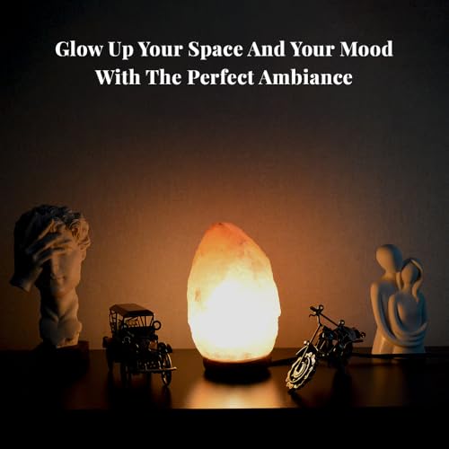 Extra Large Himalayan Pink Salt Lamp - 10-12 Inch Tall, 11-15 lbs, Hand-Carved Crystal Rock with Wooden Base, Dimmable Cord & Bulb Included