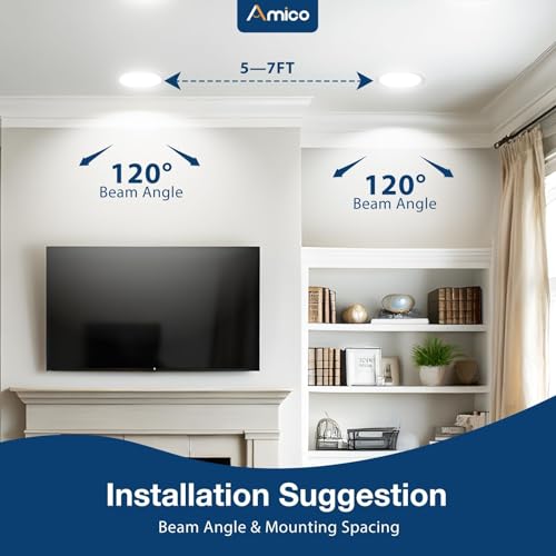 Amico 6 Inch White Ultra-Thin LED Recessed Ceiling Light - 5CCT Dimmable, Damp Rated, IC Insulation Compatible