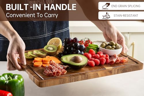 Walnut Wood Cutting Board with Juice Groove - End Grain Kitchen Chopping Board