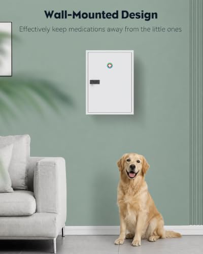 Uniclife Locking Medicine Cabinet with Code - Combo Lock, Large Wall-Mount
