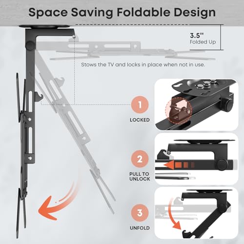 Flip Down Ceiling TV Mount for 23-55 Inch Displays - Manual Adjustable, Space Saver