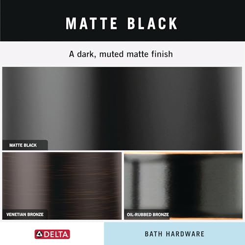 Delta Matte Black 4-Piece Bathroom Set Towel Rack Ring Toilet Paper Holder Hook - Nicoli