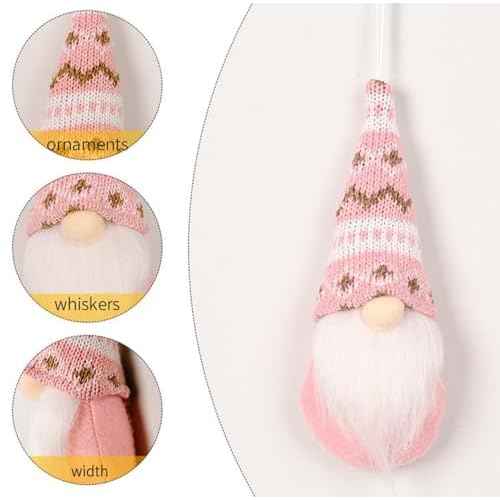 3PCS Christmas Ornaments Hanging Christmas Gnomes Ornaments Swedish Handmade Plush Gnomes Santa Elf Hanging Christmas Tree Decorations Holiday Xmas Decorations Home Christmas Decor (Pink)