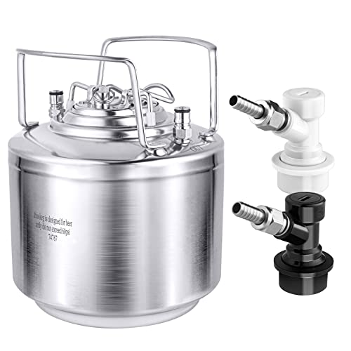 1.6 Gallon Stainless Steel Home Brew Mini Keg with Ball Lock Quick Disconnect Set