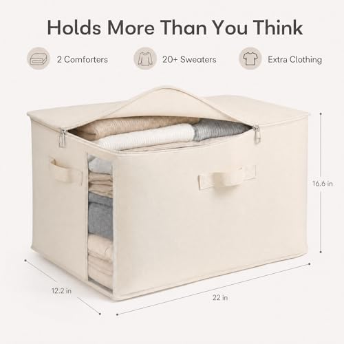 Vailando Natural Canvas 3-Pack Comforter & Clothing Storage Bags, Foldable & Water-Resistant