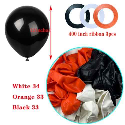 Black White Orange Balloons,100 Pack 12 Inch Latex Balloons,for Wedding Birthday Party Baby Shower Christmas Party Decorations