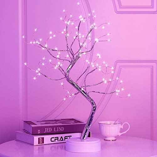 20" 108LED Purple Bonsai Tree lamp Artificial Tree Indoor Decor USB/Battery-Powered Touch Switch Lights for Friends Christmas/Hallowmas/Thanksgiving Day Wedding Party Decorations