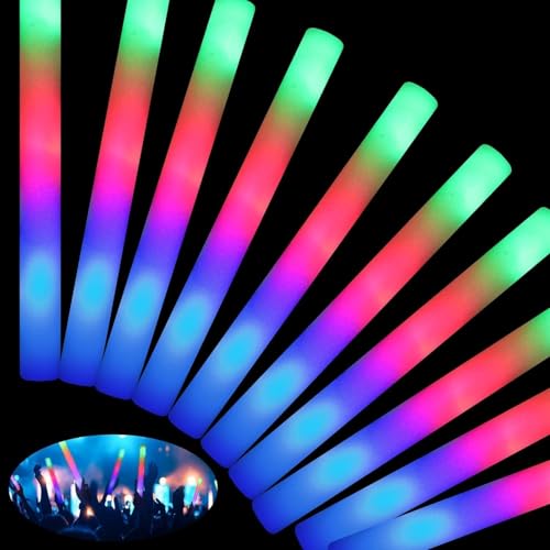100PCS Foam Glow Sticks with 3 Light Modes - Colorful Flashing LED Party Supplies