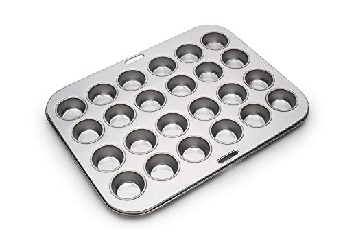Mini Muffin & Cupcake Pan - 24 Stainless Steel Mini Cups, Durable Bakeware with Variation: Mini, 24 Cups, Stainless Steel