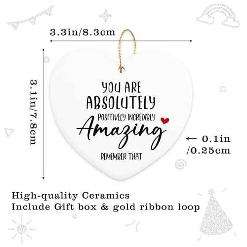 Inspirational Gifts for Women You are Amazing Hanging Ornament Ceramic Heart Keepsake Encouragement Appreciation Friendship Gifts for Coworkers Sister Thoughtful Birthday for Friends