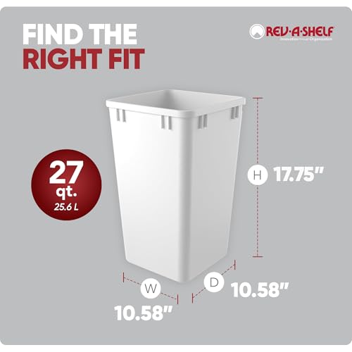 Rev-A-Shelf 27 qt White Polymer Waste Container Replacement for Pullouts – 2-Pack