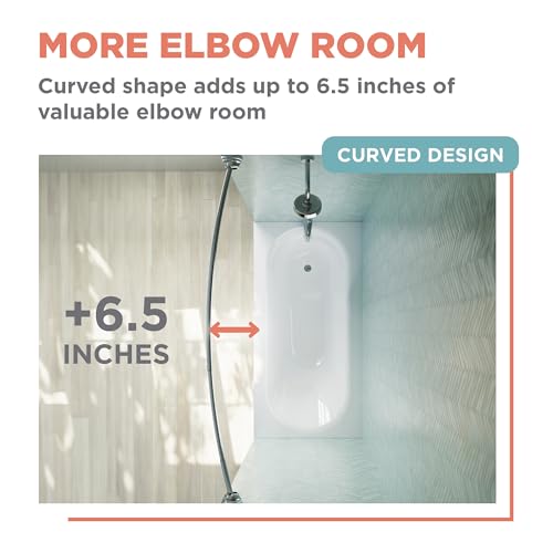 Zenna Home Chrome Curved Tension Shower Curtain Rod 50-72 Inch No Drill