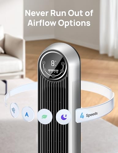 DREO 36-inch Bladeless Tower Fan with 4 Speeds & 4 Modes - Quiet Oscillating Fan