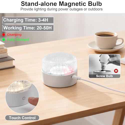 23.8 Inch Gold Rechargeable Battery Wall Sconce Set of 2 with Magnetic Bulbs, Dimmable Wireless Wall Lights for Bedroom Living Room Hallway