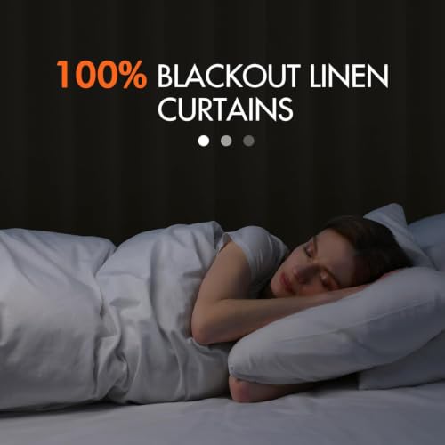 Blackout Linen Curtains 50x96 Inches - Pack of 2 Birch Variation